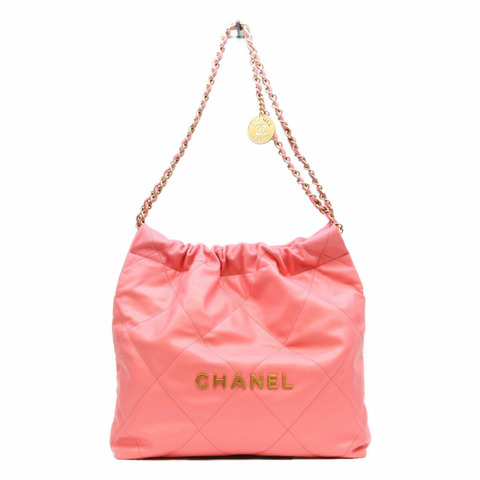 香奈兒 AS3260 珊瑚粉紅亮面小牛皮 Chanel 22 小號單肩包 女士