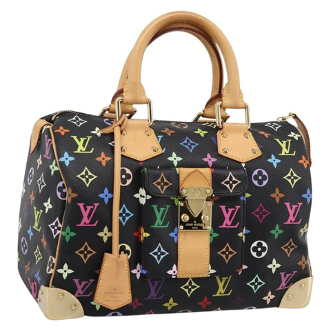 路易威登 Monogram Multicolor Speedy 30 手提包 黑色 M92642 正品 200842SAV