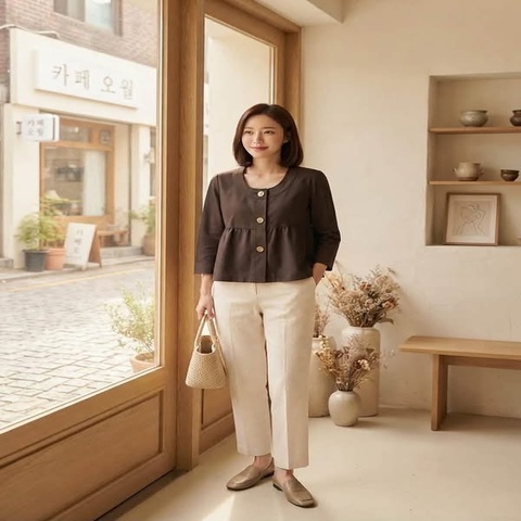 BURBERRY 藍標 咖啡色系金扣短版外套