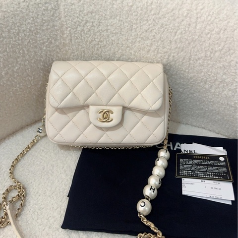 【優雅白富美千金必備✨全網最低價❤️‍🔥】Chanel/香奈兒 白色珍珠CF大MINI單肩包 優雅白富美千金必備