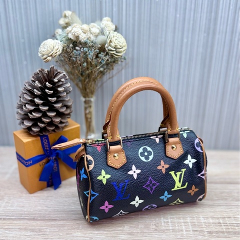 LV M92644 mini speedy限量絕版稀有村上隆黑彩迷你波士頓包