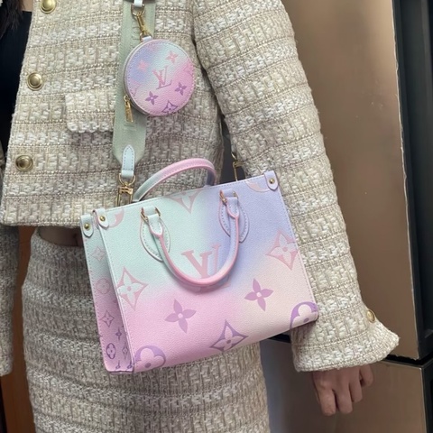 【全套有購證✨ 2025年款式❗️】Louis Vuitton OnTheGo PM 托特包 夢幻粉紫漸層 Sunrise Pastel