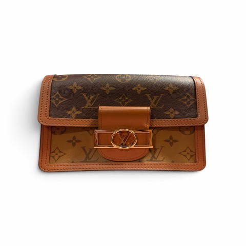 近全新｜LOUIS VUITTON Mini Dauphine M45959 老花肩背斜背二用包 全配