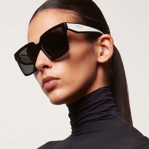 Prada PR 24ZS 1AB5SO 黑白灰鏡片女士方形太陽眼鏡