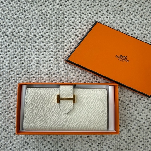 Hermes mini Bearn Wallet卡夾/epsom皮/ 愛馬仕零錢包/卡夾/短夾/迷你短夾-白色/奶油白