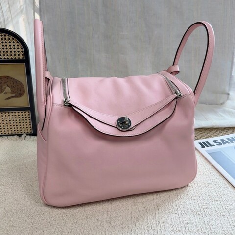 Hermès Lindy30 櫻花粉銀扣 S皮肩背包