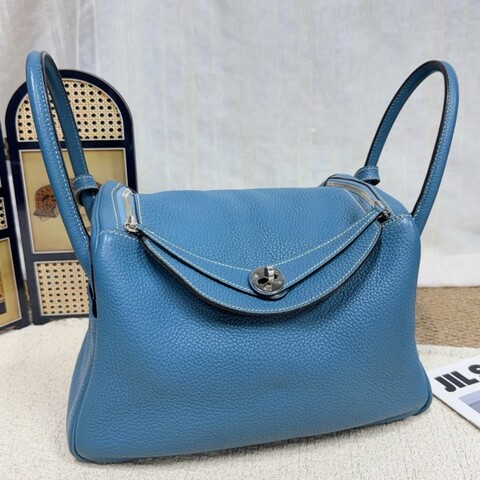 Hermes Lindy 30牛仔藍銀扣 TC 皮