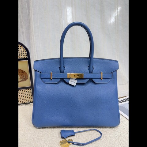 Hermes Birkin bk30 藍色金扣 epsom皮 C刻
