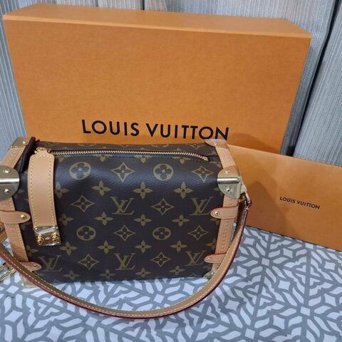 二手近全新 LV Side Trunk MM Monogram 軟盒子包 晶片肩背包