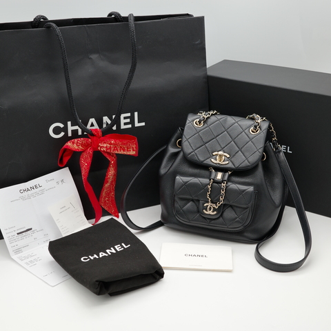 Chanel 香奈兒 Duma 小青蛙背包 黑色 淡金扣 羊皮 雙肩包 後背包