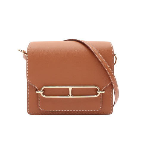 HERMES 愛馬仕 Roulis Mini 肩背包 金棕色 Evercolor牛皮 B刻 金扣 H070510CP37