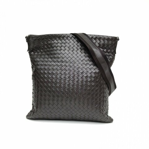 BOTTEGA VENETA 棕色羊皮革編織斜挎包肩背包