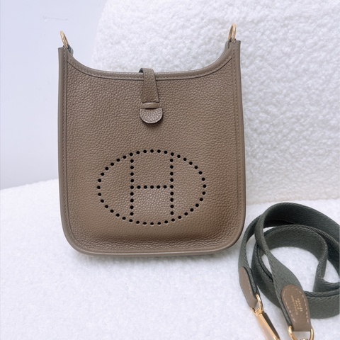 Hermes mini evelyne D0 伊芙琳威爾馬犬灰金釦 U
