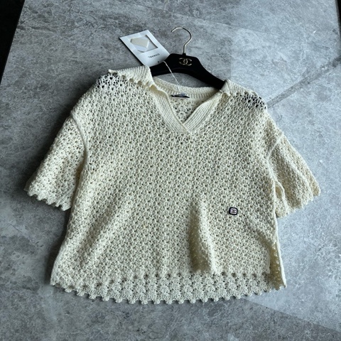 Chanel26M奶白色针织短袖fr36~~