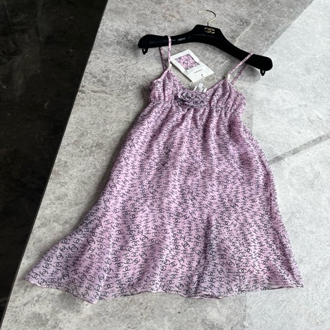 Chanel25p粉紫色满印双C吊带裙fr34~~