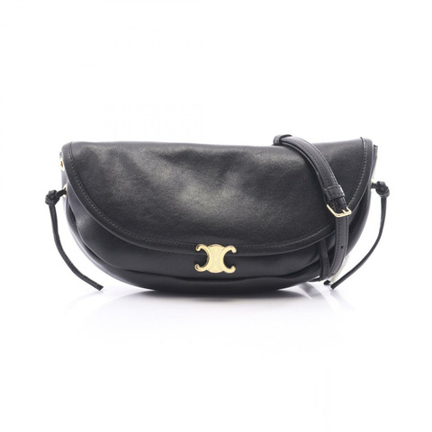 CELINE 小半月型 Soft Triomphe 單肩包 L1037377838NO 黑色皮革 全新 女士