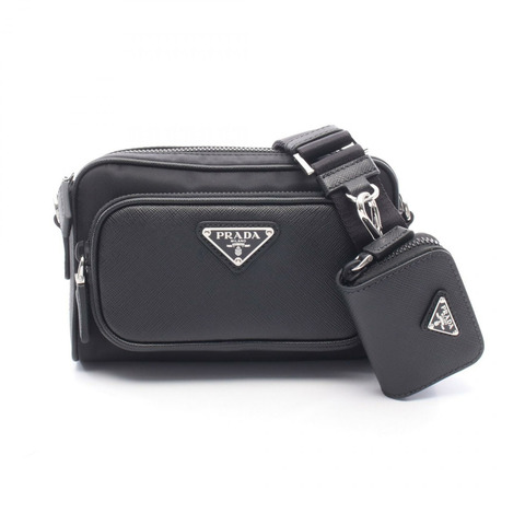 PRADA TESSUTO + SAFFIANO 肩背包 2VH1722DMHF0002 尼龍 Saffiano 皮革 黑色 全新 男士