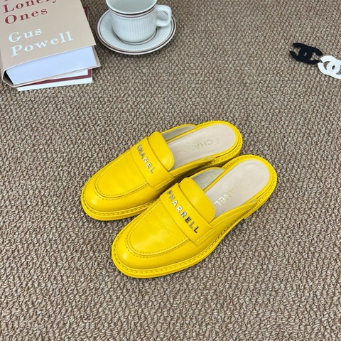 香奈兒chanel 黃色logo半拖 36.5碼