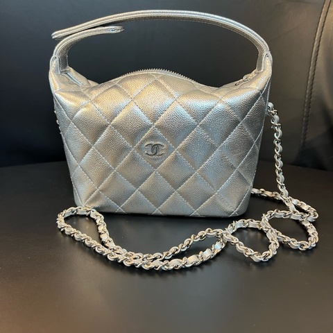 Chanel 香奈兒 26C銀色飯盒包手提包斜挎包