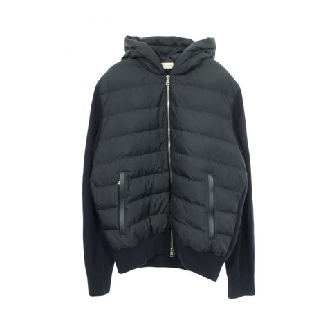 MONCLER 羊毛羊絨針織連帽羽絨服，海軍藍，二手男款 #XL