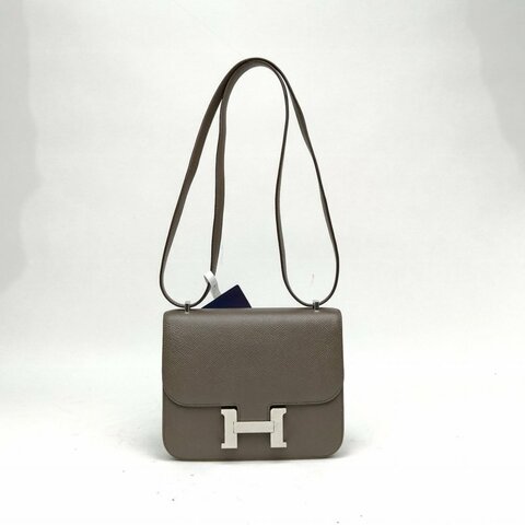 Hermes愛馬仕 Constance康康錫器灰Epsom皮Y刻銀扣肩背包