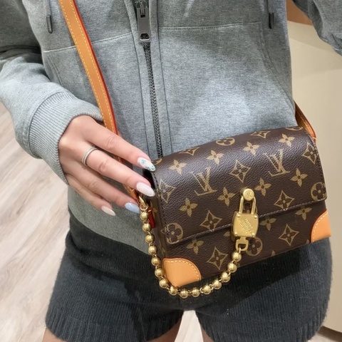 心動實用款💗Lv路易威登老花steamer金珠鎖扣盒子包單肩斜挎小包