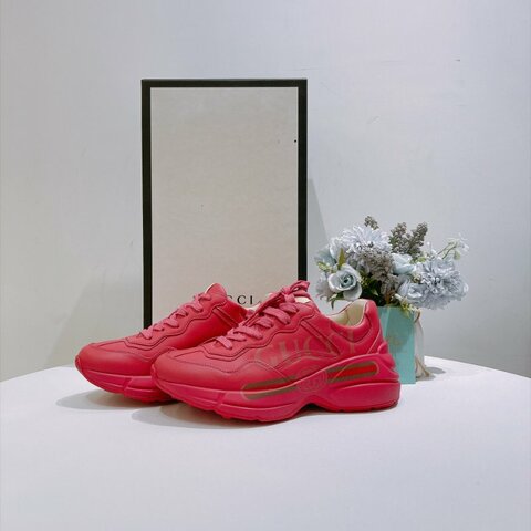 TW4993	Gucci 古馳大LOGO字牛皮休閑鞋 Calfskin Logo Sneakers PInk 35.5 Size