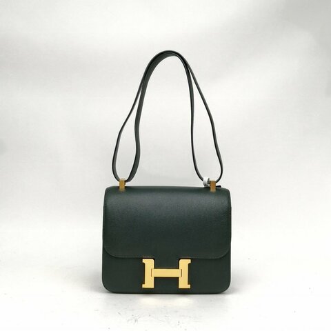 Hermes愛馬仕 Constance康康松柏綠EC皮C刻金扣肩背包