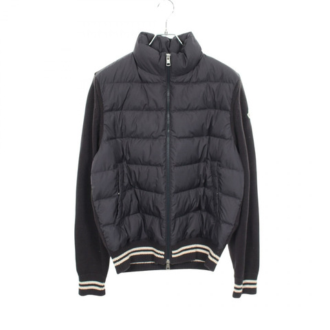 MONCLER 針織加厚羽絨服，聚酯材質，海軍藍/白色，二手女款 M 碼