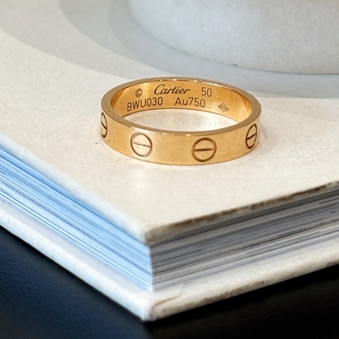 卡地亞 Cartier  18kt玫瑰金 窄版love戒指 50號碼