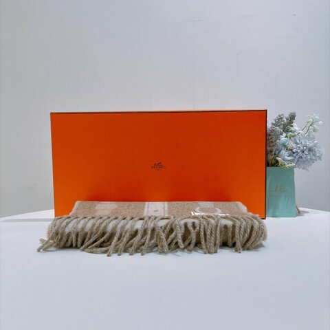 TW4996	Hermes 愛馬仕皮帶圖案圍巾 100% Cashmere Sangles Equestres 25x170cm Scarf Beige Chiné / Kraft Chiné / Taupe / Ivoire