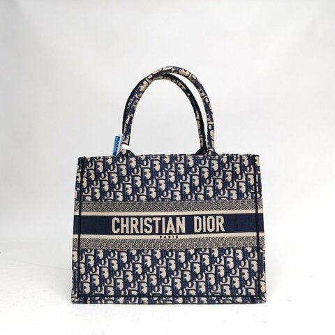 Dior迪奧 BookTote中號36藍色帆布2021肩背包