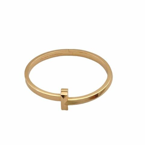 TIFFANY&CO蒂芙尼 TiffanyT鉸鏈手鐲寬版18K黃金15號