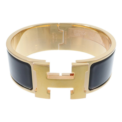 HERMES 金屬/琺瑯Clic Clac H Bracelet手鐲Noir