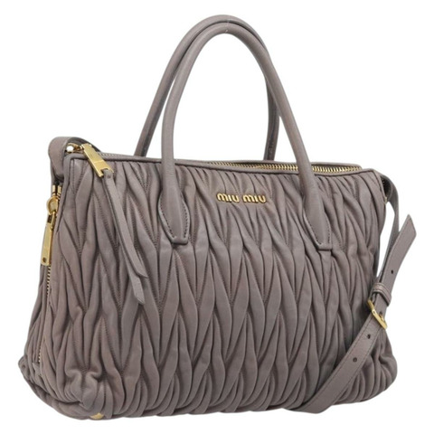 Miu Miu Matelasse 手提包 皮革 2way 灰色 金 正品 201882V