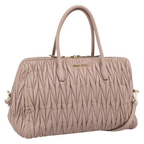 Miu Miu Matelasse 手提包 皮革 2way 粉紅金配色 正品 ka5983A