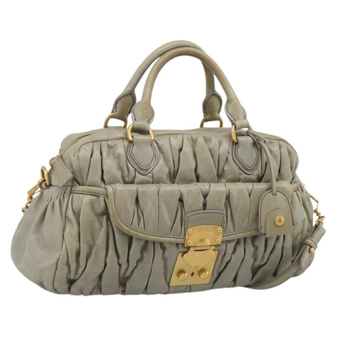 Miu Miu Vitellolux 手提包 皮革 兩用 綠色 金色調 正品 202078V