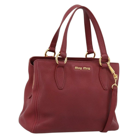 Miu Miu 手提包 皮革 兩用 紅色 金色 正品 199387M