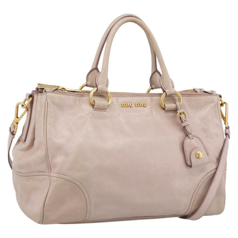 Miu Miu 手提包 皮革 兩用 粉紅色 金色色調 正品 167571A