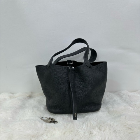 Hermes 愛馬仕 Picotin菜籃子18 黑銀Y刻