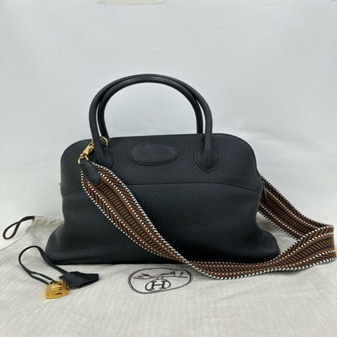 Hermes 愛馬仕 bolide 31 黑金 編織肩帶 C刻
