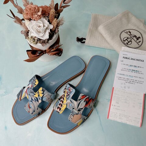 HERMES Oran印花平底涼鞋