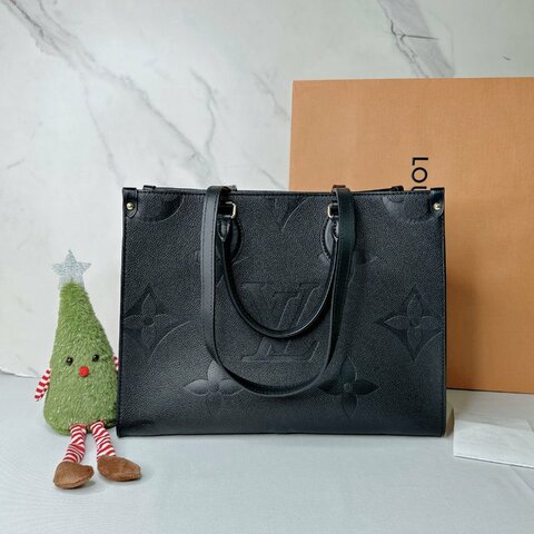 LV OnTheGo MM皮革壓紋托特包