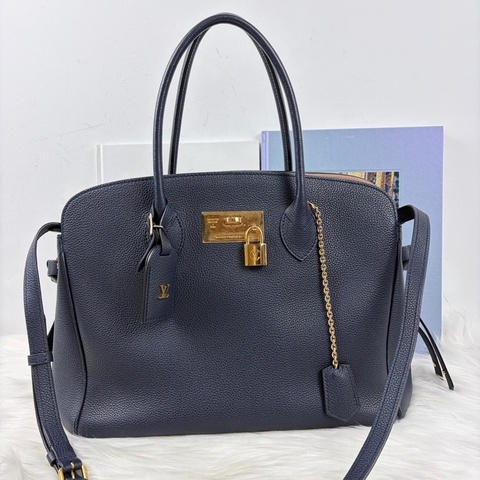 路易威登 lv mila中號手提包 藍色牛皮壓紋