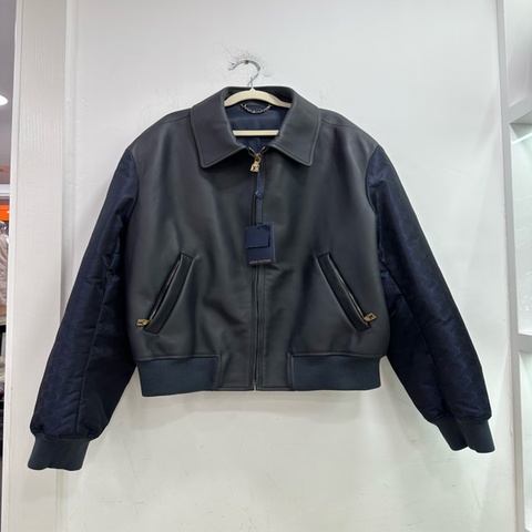 Louis Vuitton lv 拼接撞色皮衣夾克 48碼 全新 肩46 胸53 長63