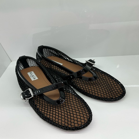 Alaia黑色網洞芭蕾鞋，37.5碼，全新