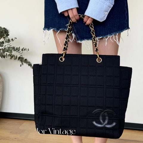 chanel  香奈兒中古針織布面托特包