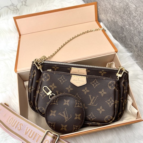 香緹國際精品 LV 五合一 麻將包 粉肩帶 1252