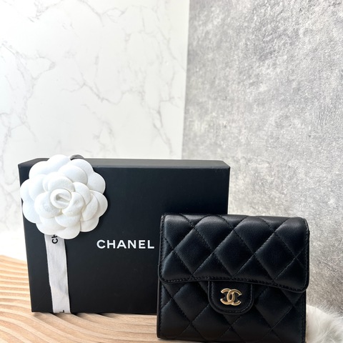 香緹國際精品 CHANEL 黑金羊 短夾 晶片款 1254