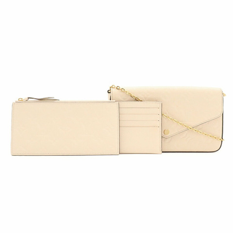 LOUIS VUITTON 路易威登 Monogram Empreinte Pochette Felicie Felice 肩拿包 米色 M82363